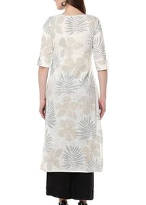 JANASYA White &amp; Grey Kurta(without pants)| Size XS