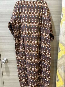 Brown Ikat Print Kurta with pants