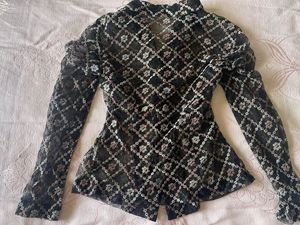 Sheer Floral Button-Down Top