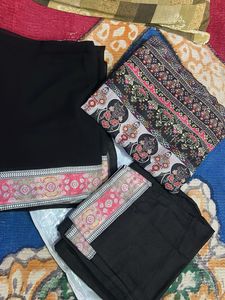 Elegant Black Kurta Set with Pink Border