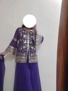 brand new Purple Embroidered sharara set