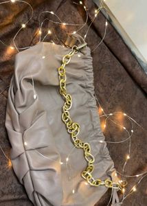 Chic Ruched Clutch with Gold Chain