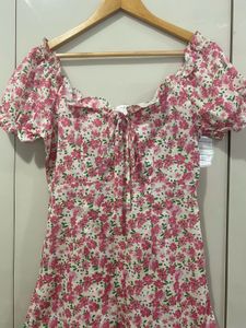 Floral Print Puff Sleeve Mini Dress