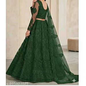 Stunning Emerald Green Lehenga Choli Set