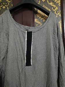 Chic Black and White Checked Kurta