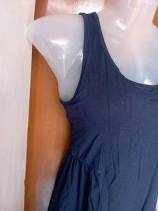 Navy Blue Sleeveless Fit and Flare Dress