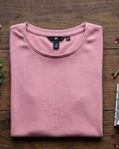 Ribbed Pink T-Shirt