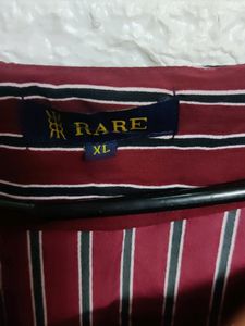 Ladies Top Maroon Striped Fancy Sleeves XL Size