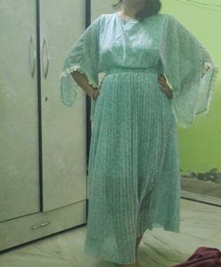 Elegant Mint Green Floral Gown