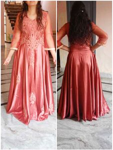 Very Beautiful Embroidery Silk Satin Gown
