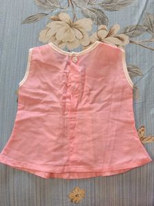 Pink Embroidered Sleeveless Baby Top
