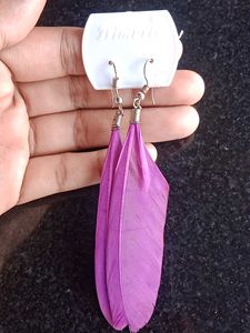 Funky Feather &amp;  Pom Earring