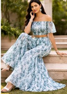 blue and white sharara