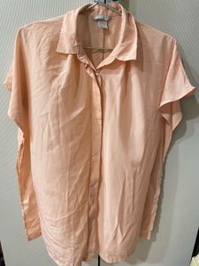 Peach Oversized Button-Up Shirt