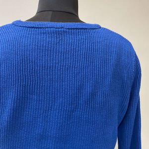 Blue Ribbed Stretchy Top