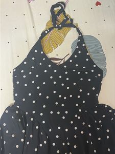 Black Polka Dot Halter Maxi Dress