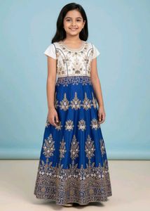 Blue & Gold Embroidered Frock.