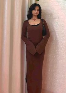 Brown Maxi Ribbed Dress (winter)