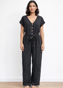 Brand new Chic Black Button-Front Jumpsuit
