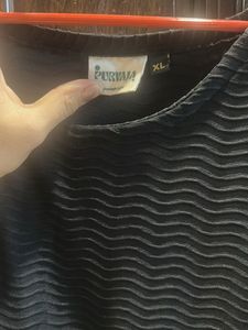 Chic Textured Black Midi Dress