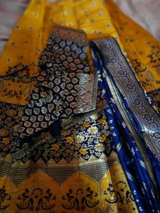 Elegant Yellow &amp; Navy Lehenga