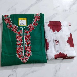 Embroidered Green Kurta Set with Dupatta