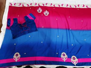 🇳🇿💫🎀Stunning Pink &amp; Blue Ombre Saree