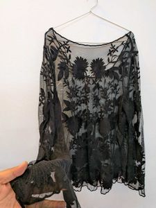 Sheer Black Floral Lace Top