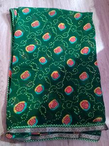 Green Bandhani Sari
