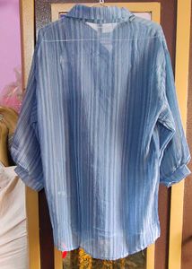 Light Blue Striped Button-Up Shirt