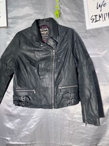 vintage Classic Black Leather Biker Jacket