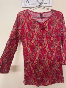 Red Paisley Print Top