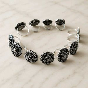 Oxidized Silver Jhumka and Ring Set