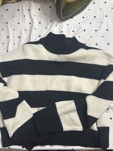 Striped Mock Neck Sweater