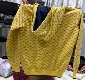 Yellow Graphic Print Zip-Up Hoodie