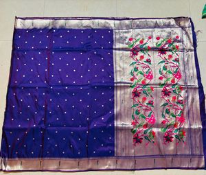 Vibrant Purple Saree with Gold Border