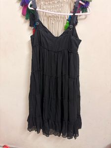 Stunning Black Embellished Tiered Dress