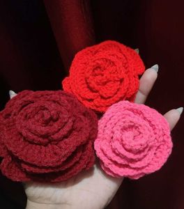3 handmade crochet Roses