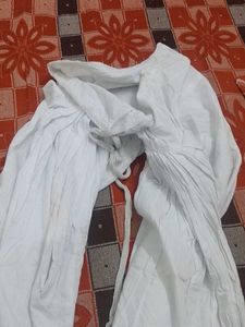 Elegant White Kurta with Tassels