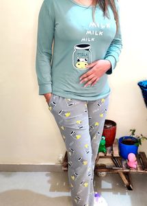 night Suits Pista Green & Grey