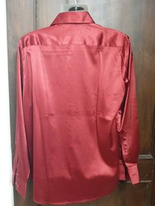Satin Red Button-Up Shirt