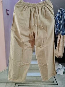 234. Beige Palazzos with Lace Trim
