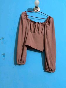 Chic Puff Sleeve Ribbed Top