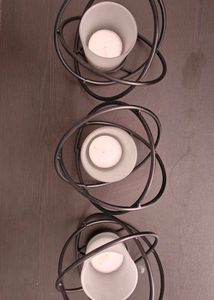 Modern Black Metal Candle Holder Set