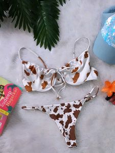 Moo-moo Print Sexy Bikini Set 👙 🐄