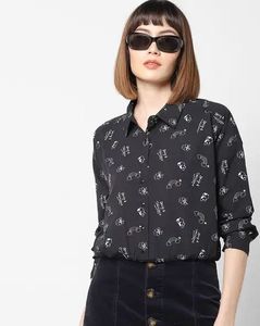RIO Whimsical Print Button-Up Shirt