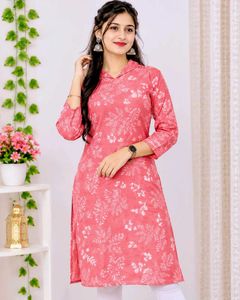 Stylish Pink Floral Print Kurta