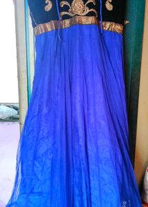 Blue &amp; Gold Embroidered Ethnic Skirt