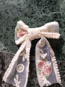 Embroidered Bow Hair Clip