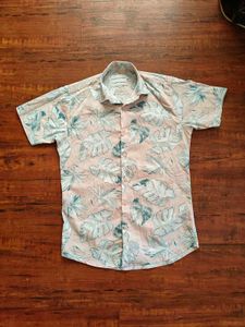 Men's Short Sleeve Leaf Print Shirt